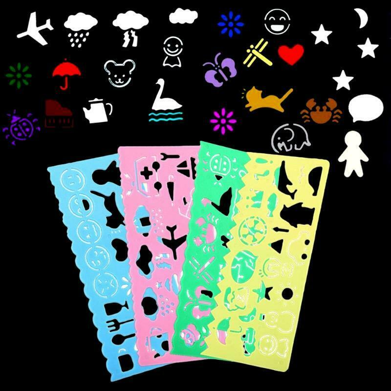4pcs Multi-in-1 DIY Drawing Template Animals Stencils Transportations Stencils