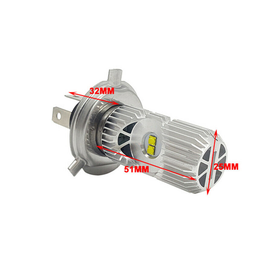 1 Pcs H4 Dual-Side LED White Headlight Hi /Lo Beam 10W+10W Good Heat Dissipation