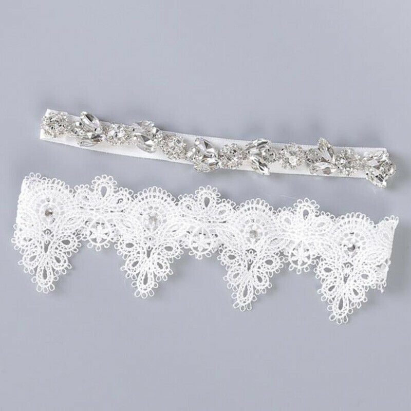 Women Rhinestone Lace Leg Wedding Garter Thigh Ring Belt Bridal Accessories P DD