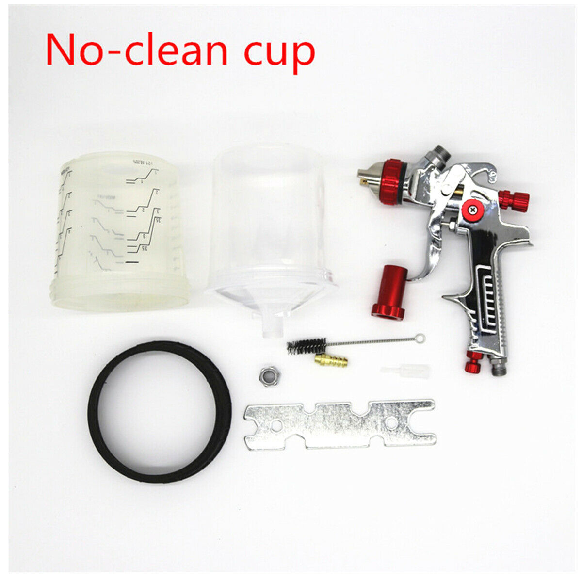 1.4MM Nozzle HVLP Automatic Feeding Paint Spray Gun W/ Adapter PPS Storage Tank