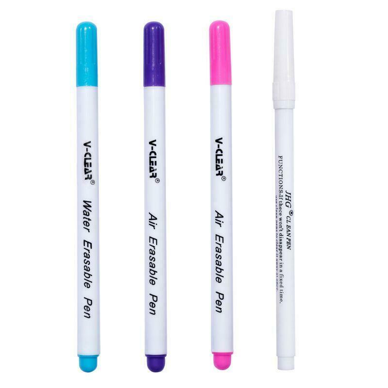 4pcs Air Erasable Pen Easy Wipe Off Water Soluble Fabric Marker Clean Pen For