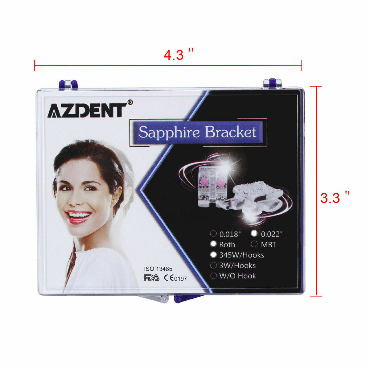 Dental Positioning Sapphire Brackets Mini Roth 022,Hook 345 w/Buccal Tube AZDENT