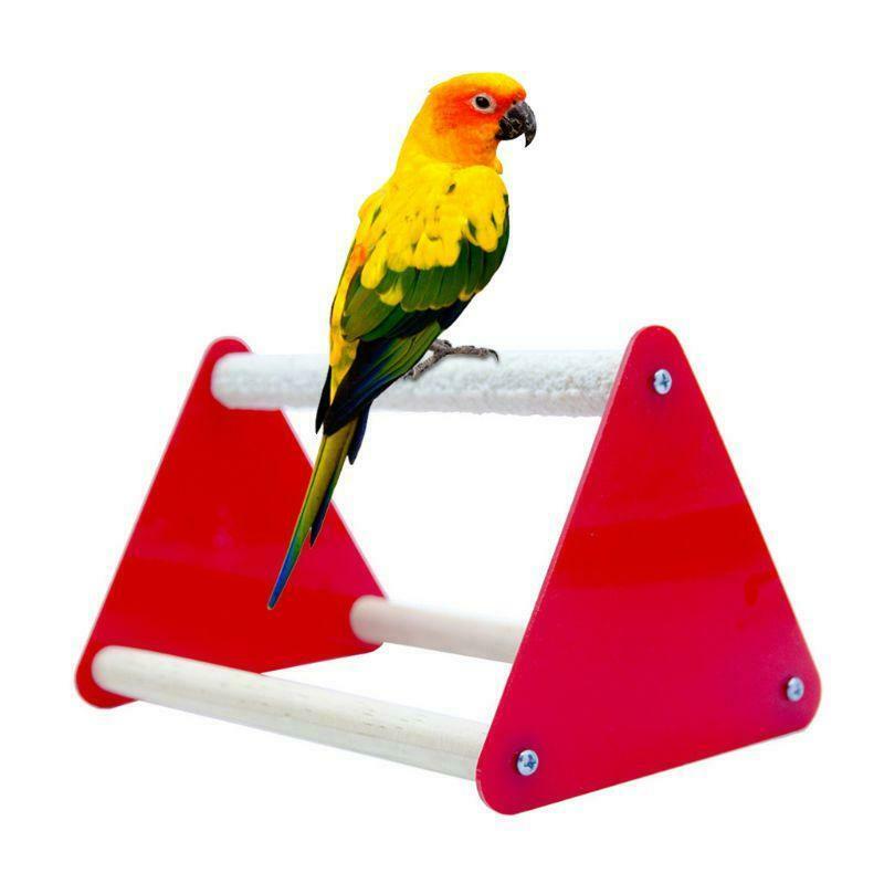 Bird Perch Bracket Bite Grinder Claw Fun Toys Parrot Triangle Acrylic Stand