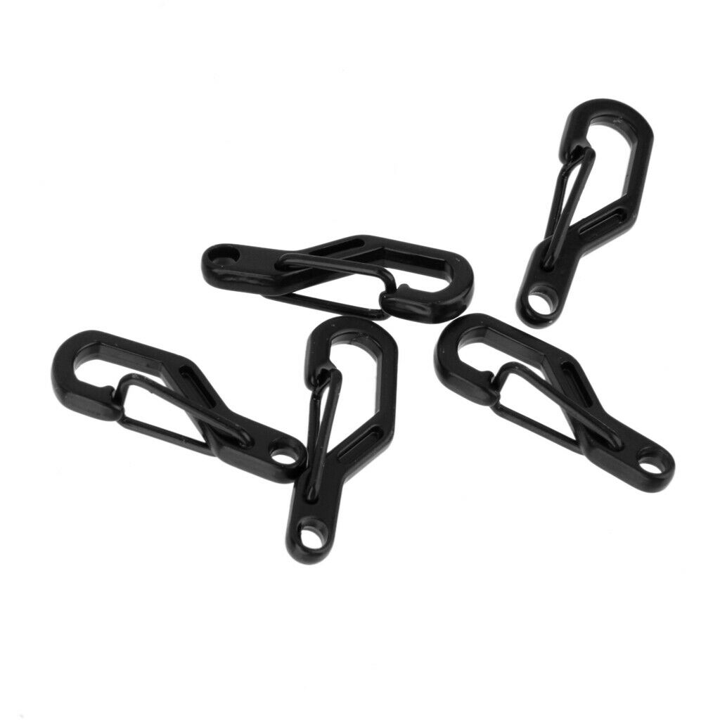 5pcs Climbing Hanging Buckle Snap Clip Hook Keychain D Ring Carabiner Black