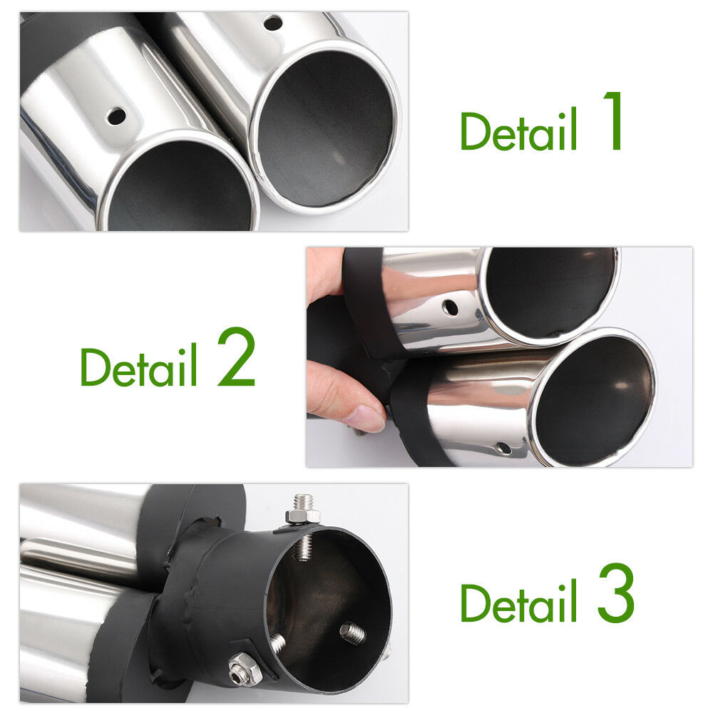 Twins Rear Bent Stainless Steel Car Exhaust Dual Pipe Chrome Tail Muffler Tip