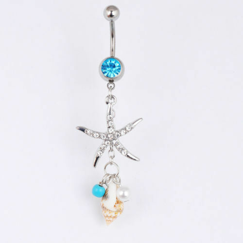 Rhinestone Body Piercing Dangle Crystal Navel Belly Button Bar Barbell Rings CA