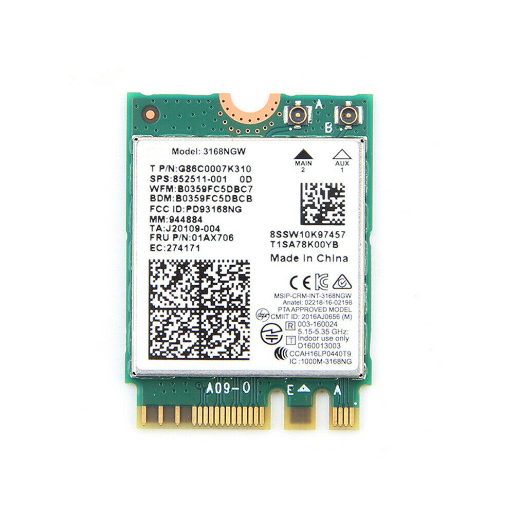 For 3168 AC 3168NGW NGFF M.2 802.11ac Wireless Wifi Card Dual Band Adapter