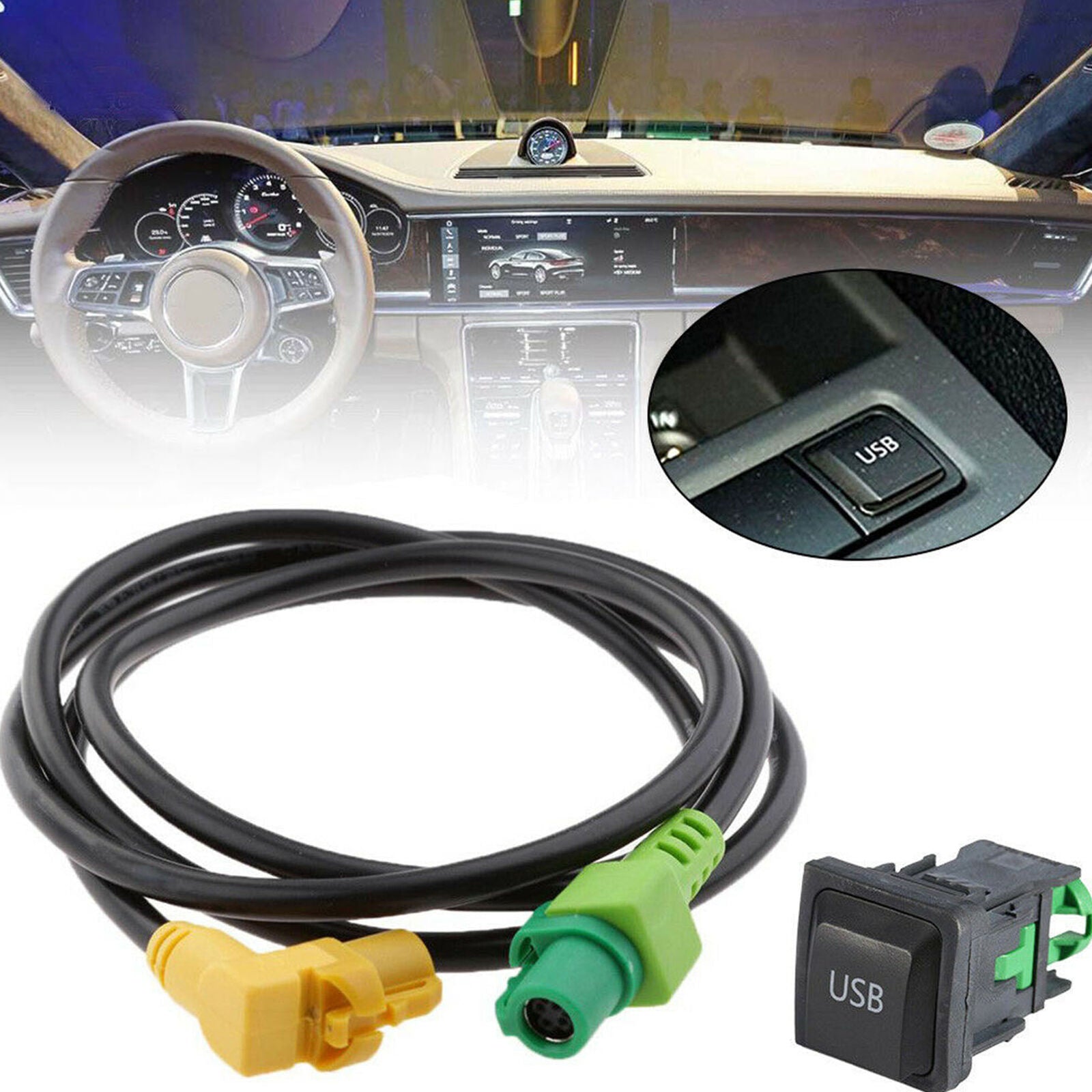 USB Car Switch Socket with Cable for RCD510 RCD310 VW Golf/GTI/R MK5 MK6 Jetta