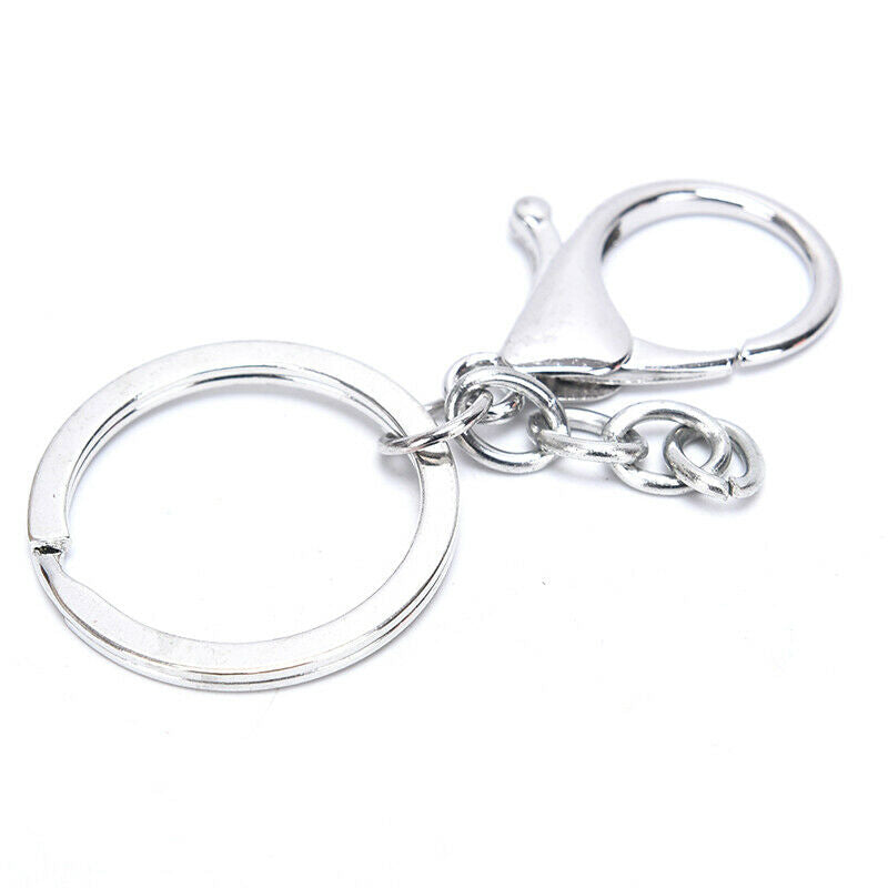 10X Big Lobster Clasp Hooks Keychain Split Ring Short Chain Key Ring DIY FDBD
