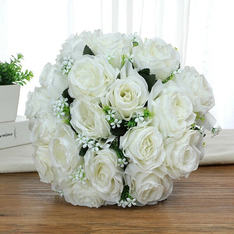 Artificial Flower Bouquet, Wedding Bride Holding Bouquet, Bridesmaid Toss BoM8Z2