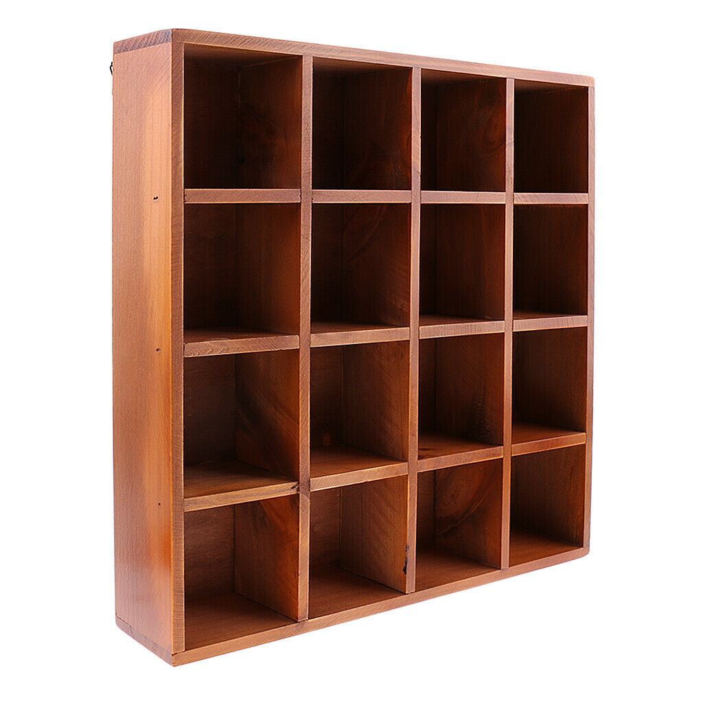 Wooden Organizer Wall Shelf Storage Cabinet Kitchen Shelf CD Shelf with 16