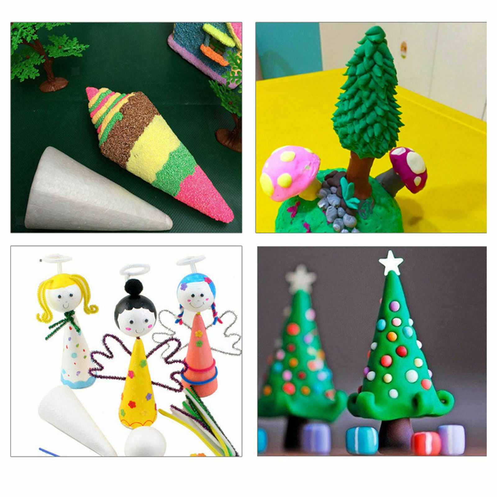 6 Pcs/set Cone Foam Shapes Decoration Styrofoam Toys Christmas Gift