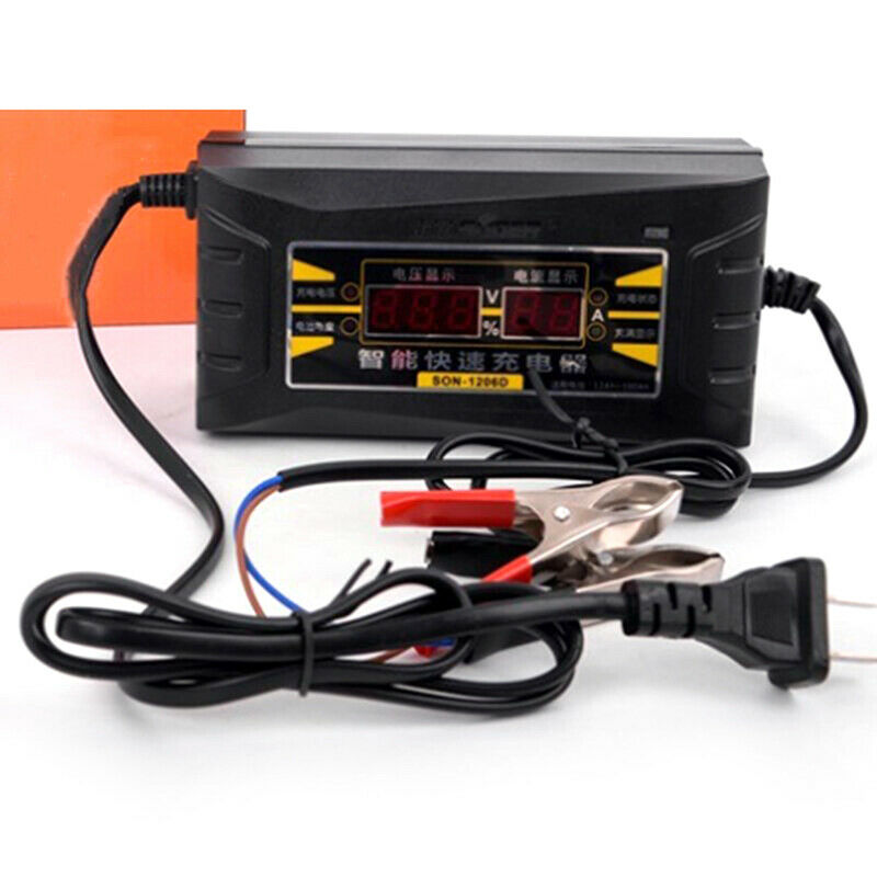 12V 6A Car Motorcycle Smart Fast Lead-acid Battery Charger LCD Display US PlBDA