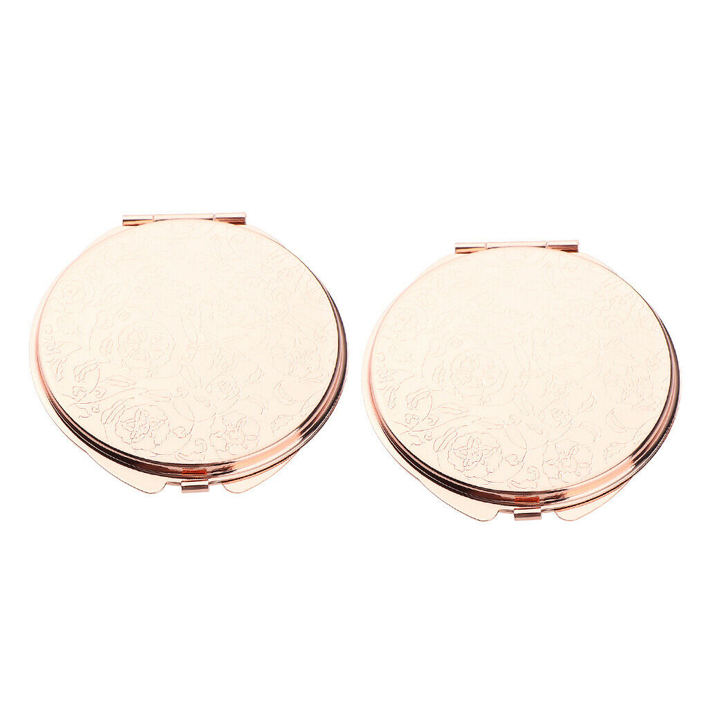 2x Portable Mini Compact Pocket Handheld Cosmetic Mirrors w/ Metal Frame