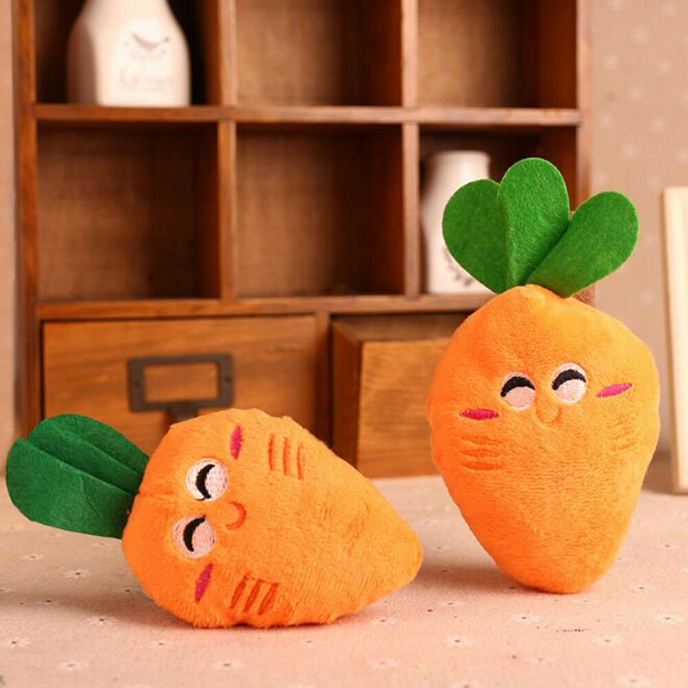 Cute Puppy Pet Supplies Carrot Plush Chew Squeaker Sound Squeaky Dog Toys CA
