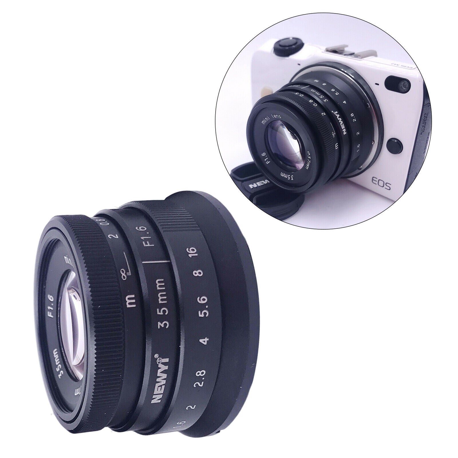Mini 35mm F1.6 APS-C Manual Fixed Camera Lens for Canon EOS M M3 M6 M10 M100