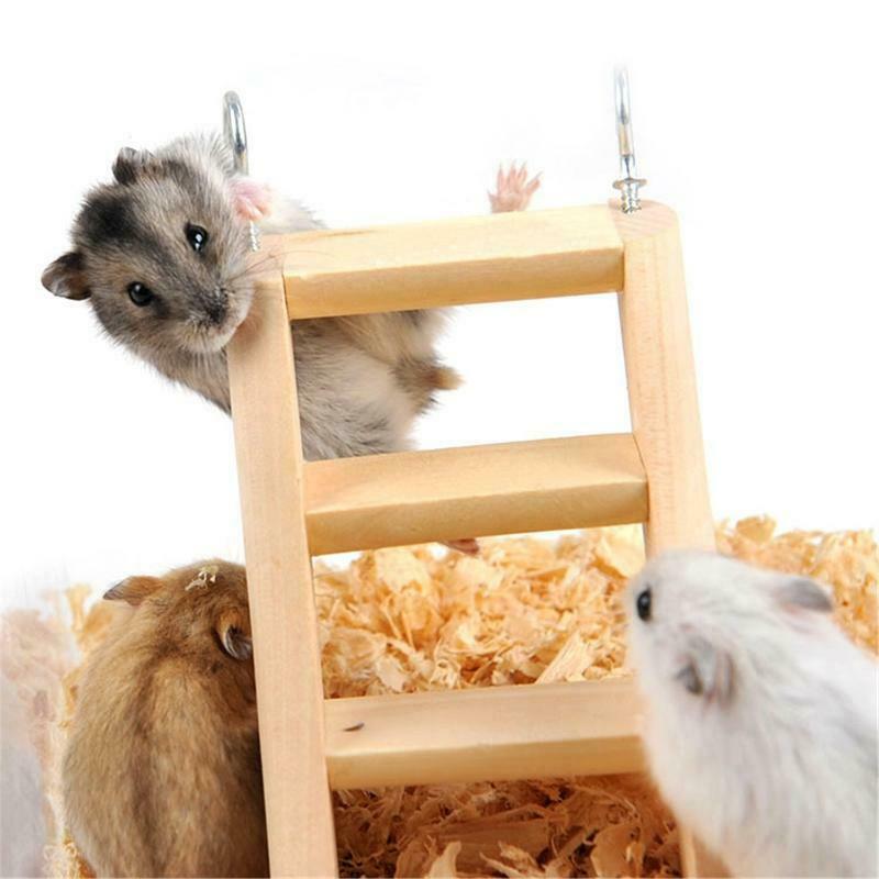 Hamster Climbing Ladder Wood Bridge with Hook for Guinea Pig Rat Hedgehog Gerbil