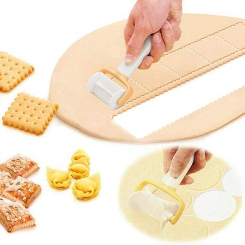 3PCS Rolling Cookie Pastry Dough Cutter Roller Slice Biscuit Cutting Blader
