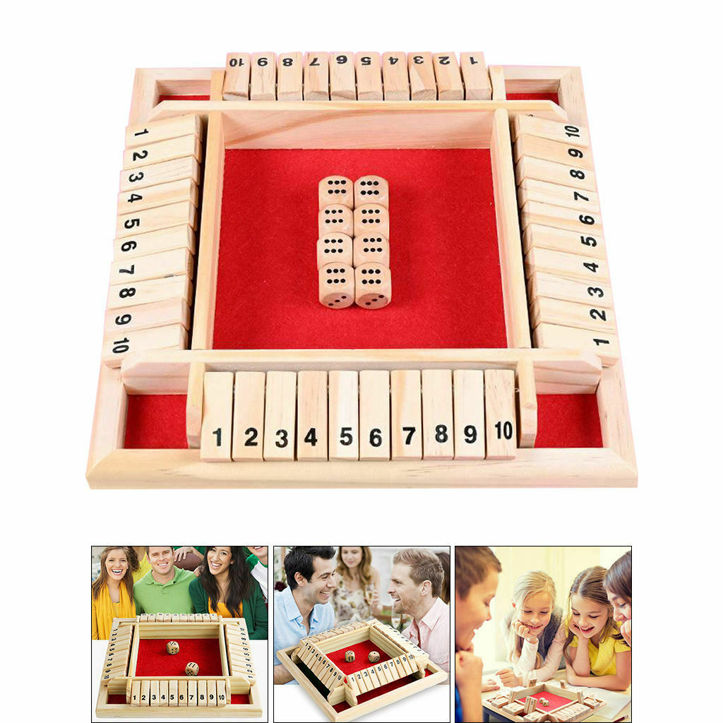 Four Way Shut the Box 10 Number Pub Board Game Fun for Kids Adults Home