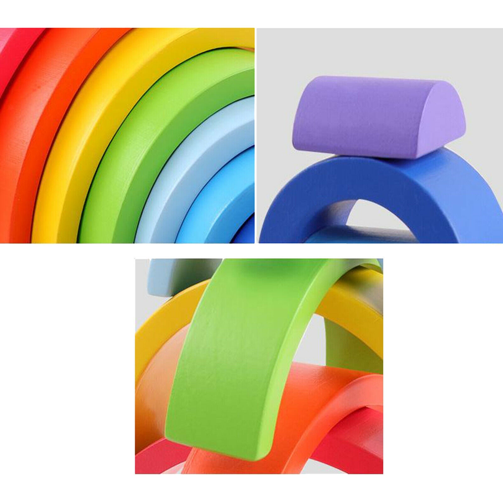 Wood Rainbow Building Stacking Nesting Blocks Geometry Game Learning Toys
