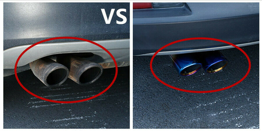 Pair Car Tail Exhaust Tip Pipes Grilled Blue For BMW E90 E92 325 328i 3 Series