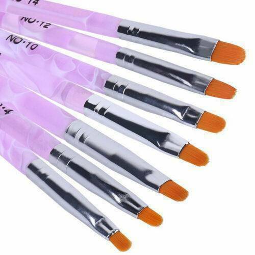 7pcs NAIL BRUSH SET Acrylic UV Builder Gel Nail Polish Art Painting #4 #6 KIT-UK