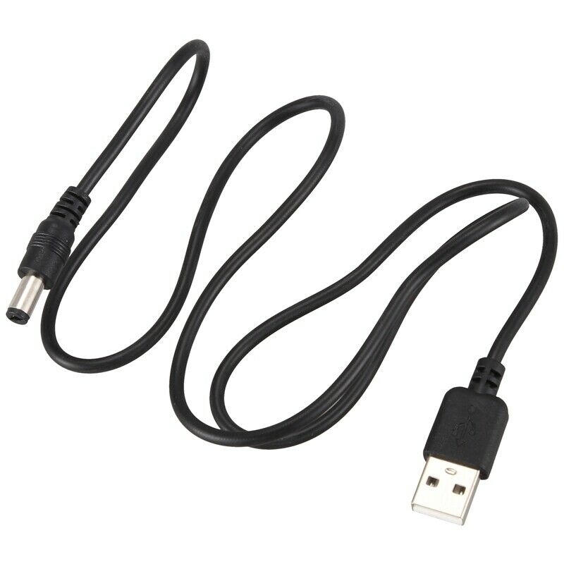 USB Cable 5.5mm / 2.1mm 5V DC Barrel Jack Power Cable (Black, 75cm) F6P5