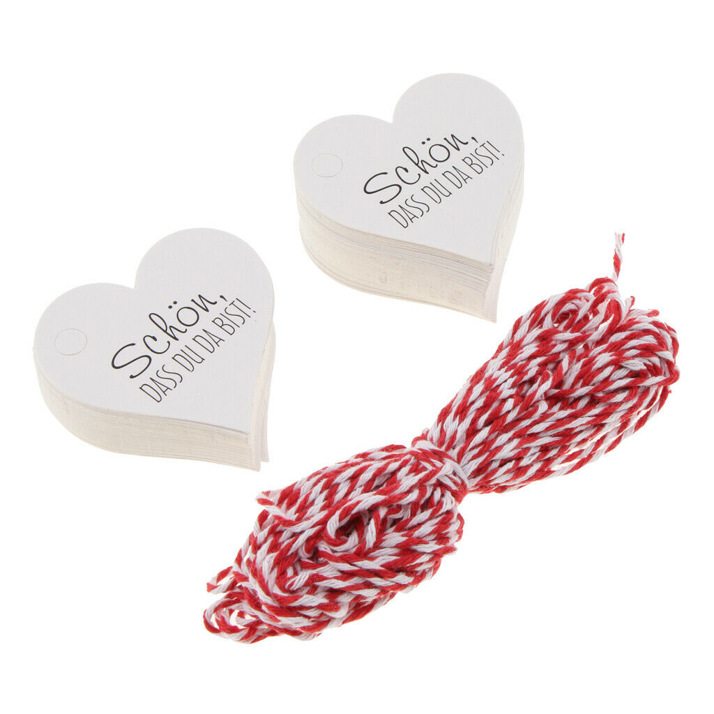Lots 100 Kraft Gift Tags Label Luggage Blank + Strings Wedding Scallop White