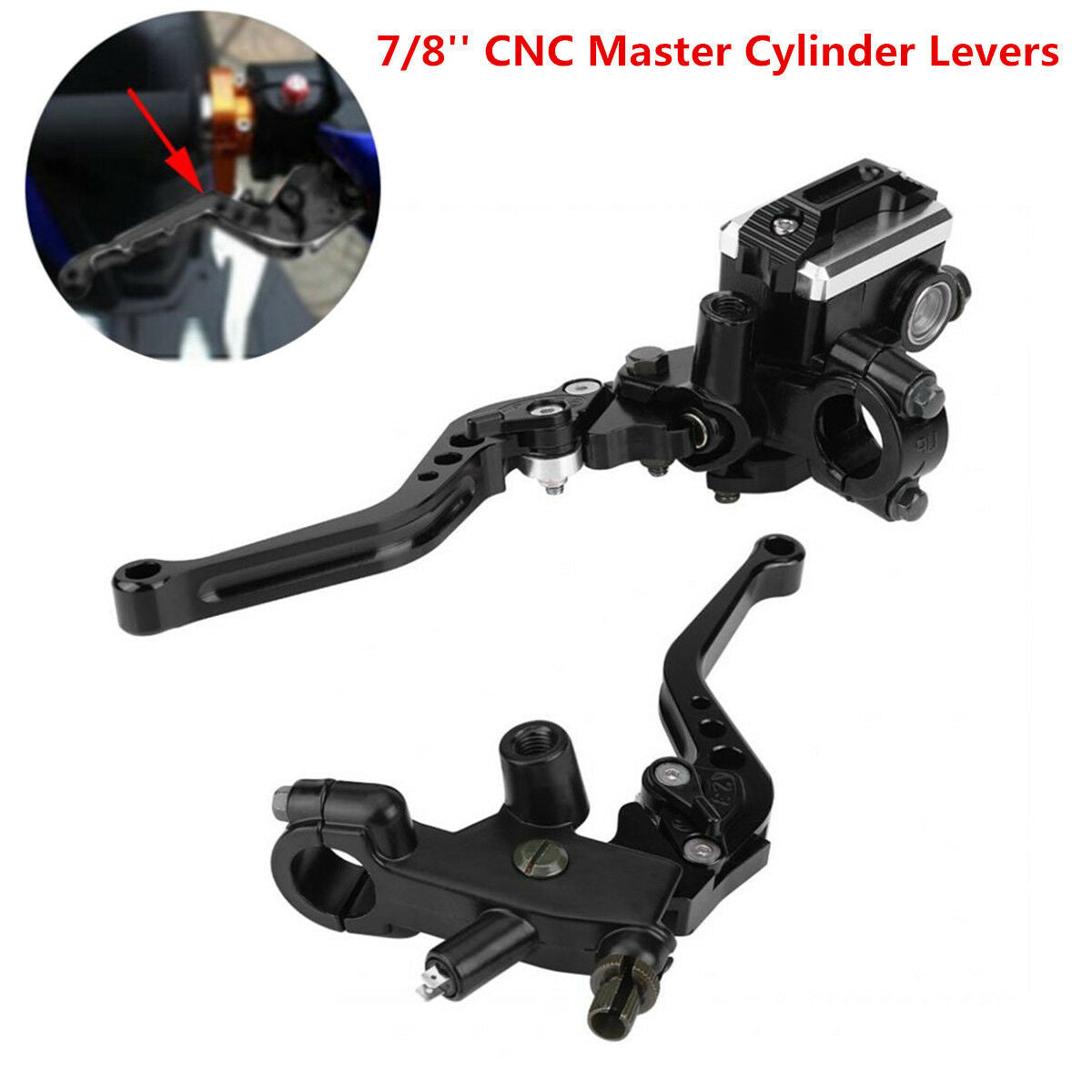 2x Universal CNC 7/8'' Motorcycle Brake Clutch Master Cylinder Lever Left+Right