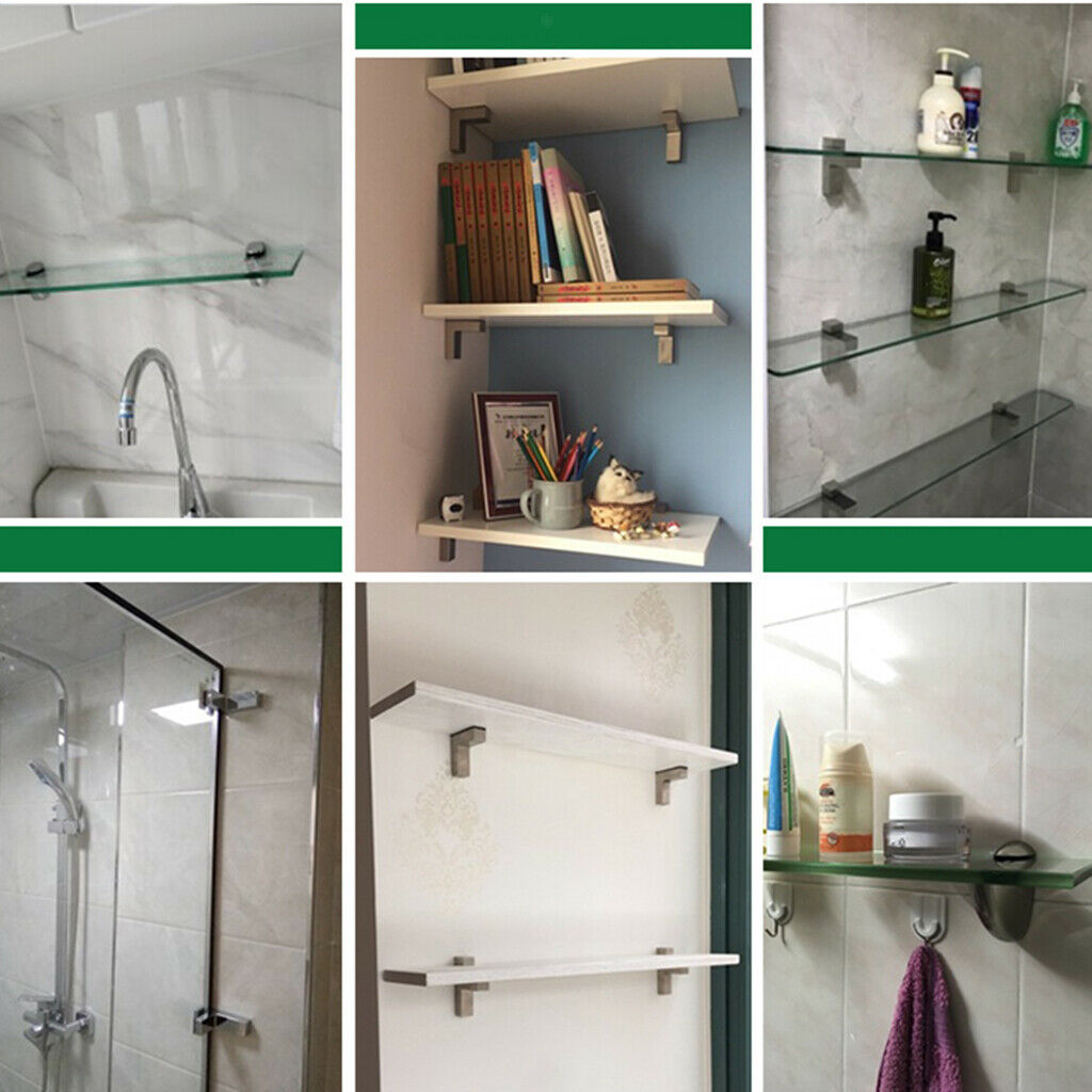 2 pcs. Glass shelf brackets for wall mounting glass clip clamp L