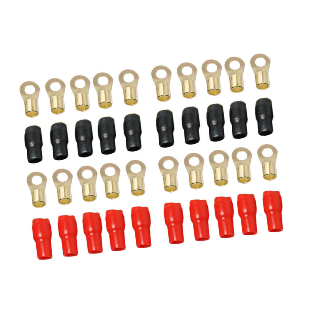10 Pairs 4 AWG Car Audio Power Ground Wire Ring Terminal Connector Brass