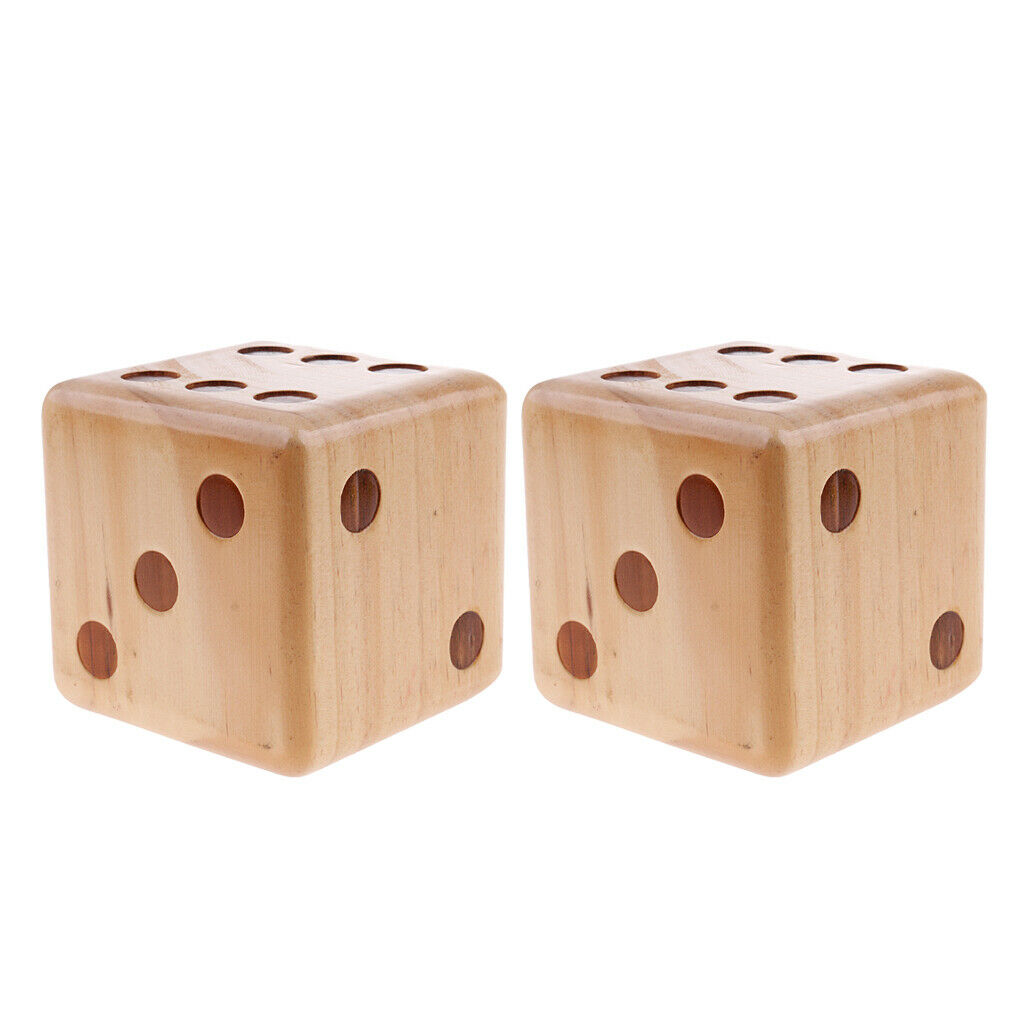 2 Pieces Six (6) Crafted 3.5-inch Big Wooden Yard Dice