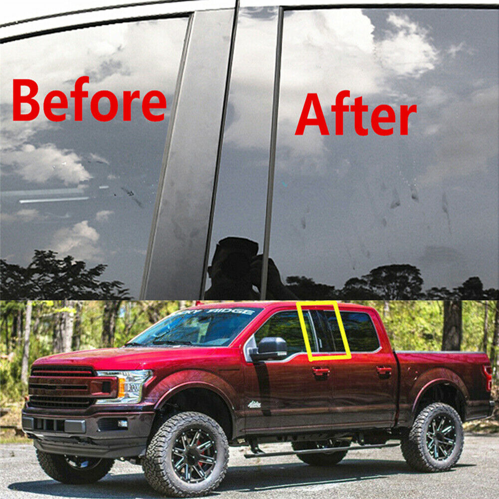 4x Gloss Black Car Door Trim B Pillar Posts Covers For Ford F150 F-150 2015-2021