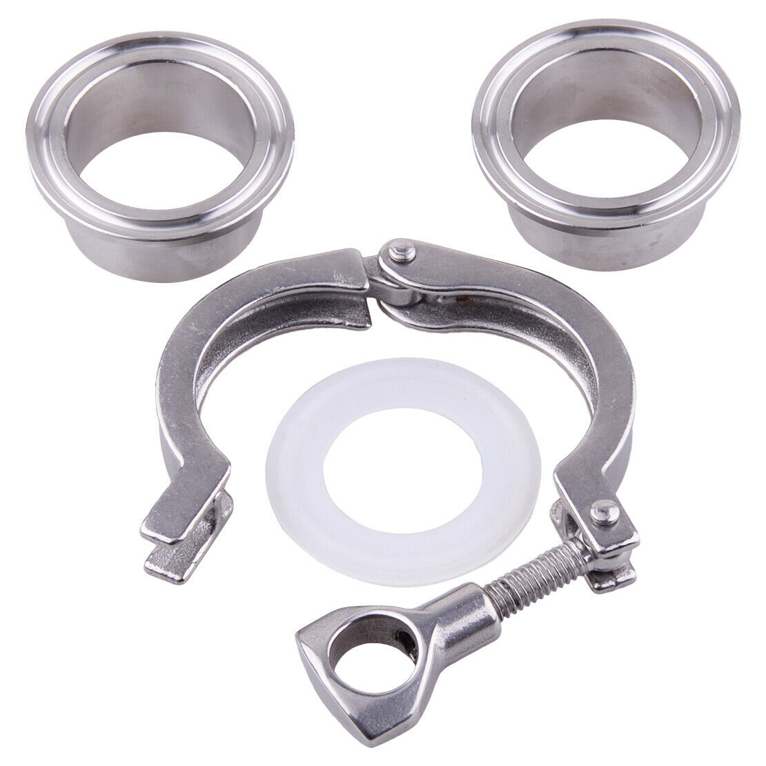 2x Sanitary Weld Ferrule & Tri Clamp & PTFE Gasket Set 38mm Stainless Steel An