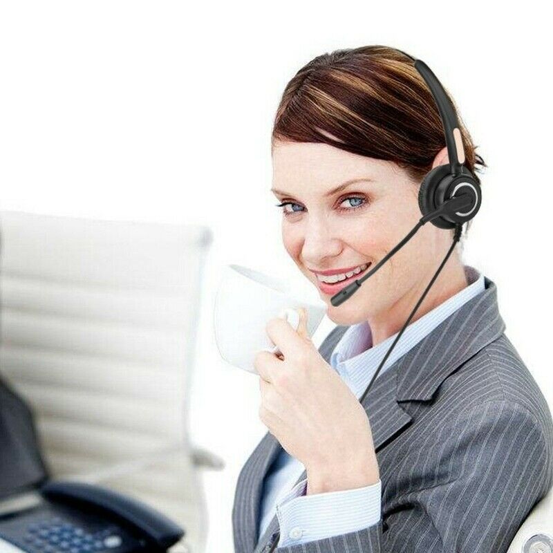 4-Pin RJ9 Call Center Office Noise Cancelling Corded Headset Headphone with MiT8