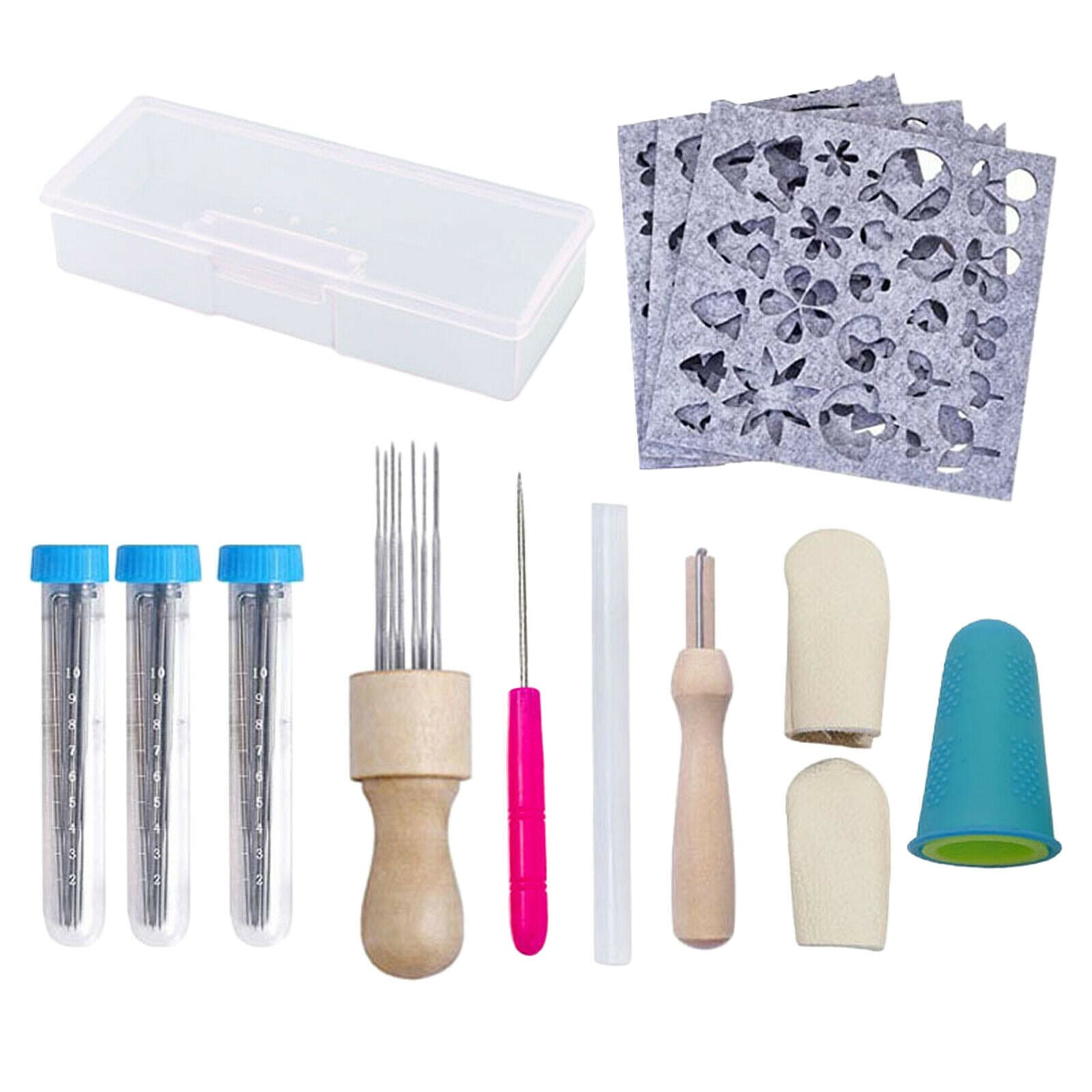 52pcs Needle Felting Kit with Awl Fingercots for Beginner DIY Wool Projects