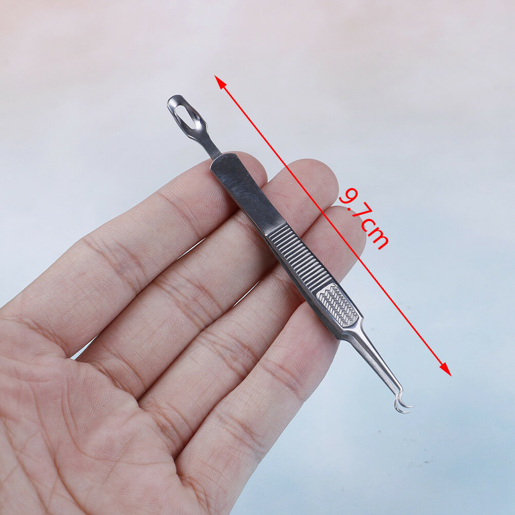 Facial extractor blackhead acne blemish remover tweezers bend curved need.l8