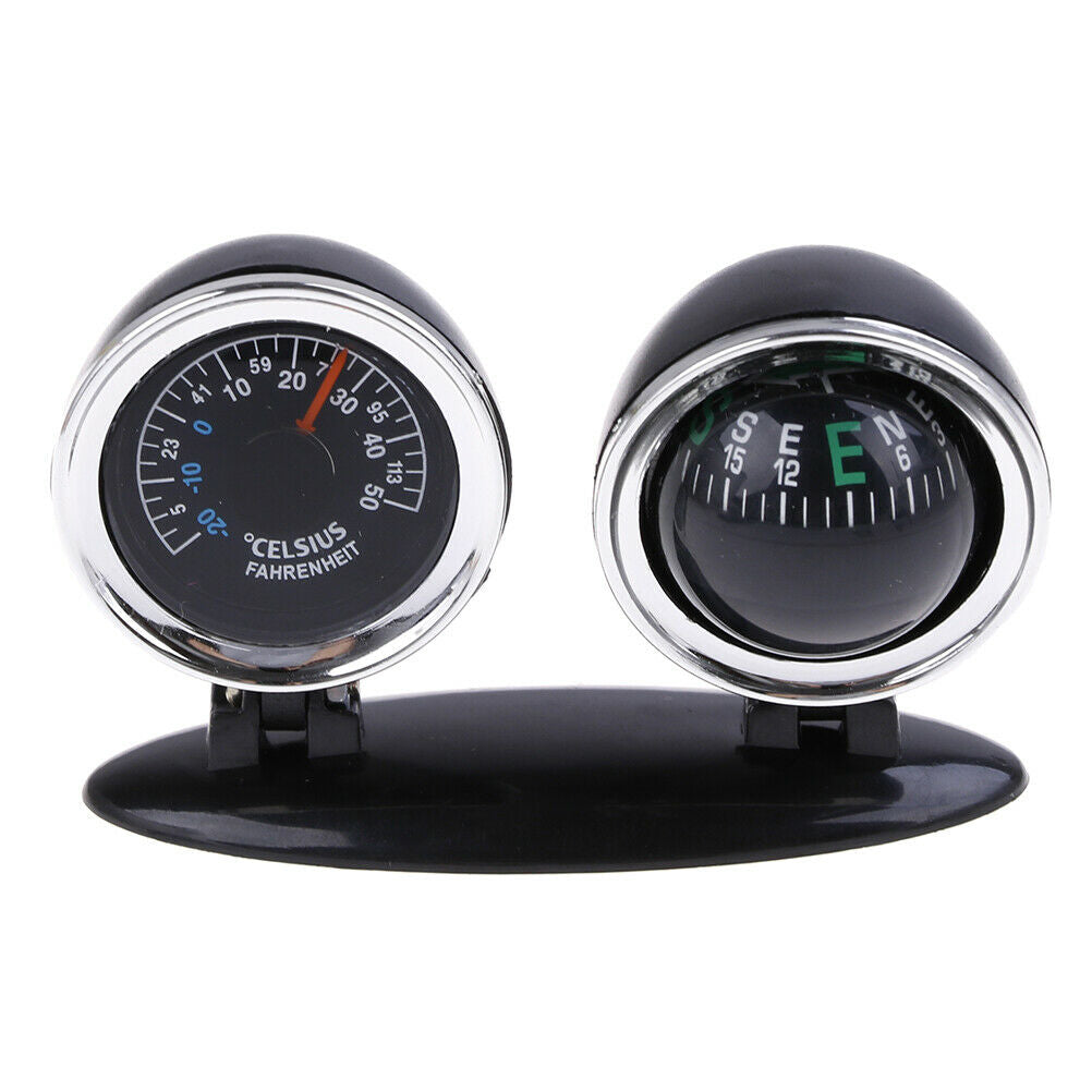 2 in 1 Guide Ball Car Compass Thermometer Car Ornaments Direction Dashboa.l8