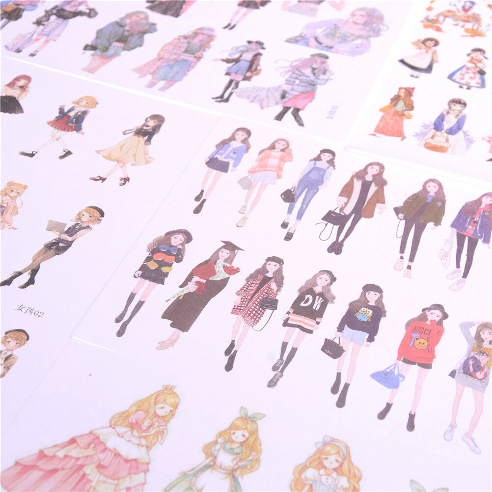 2Sheets Lovely Fashion Girls Diary Scrapbook Decoration DIY Stickers Toys .l8