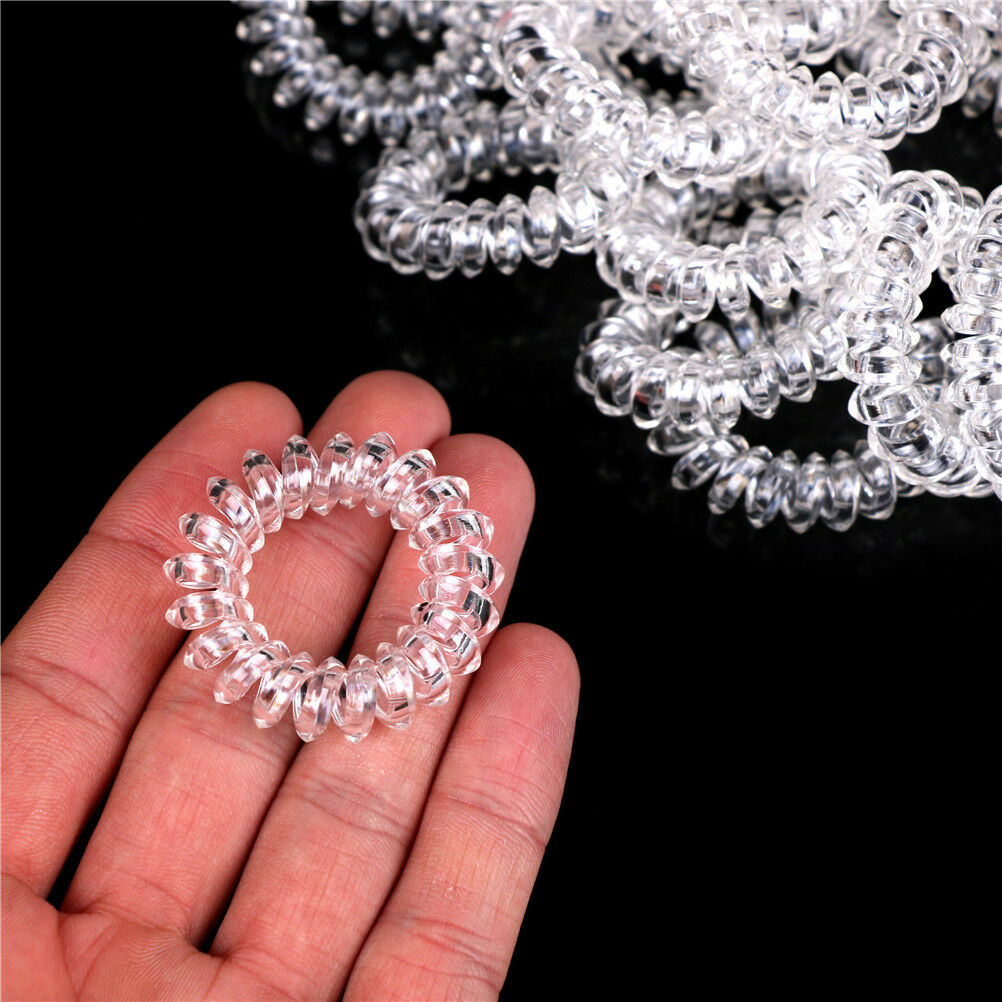10x Clear Elastic Telephone Line Wire Hair Band Ropes Holders Head Accessory XC