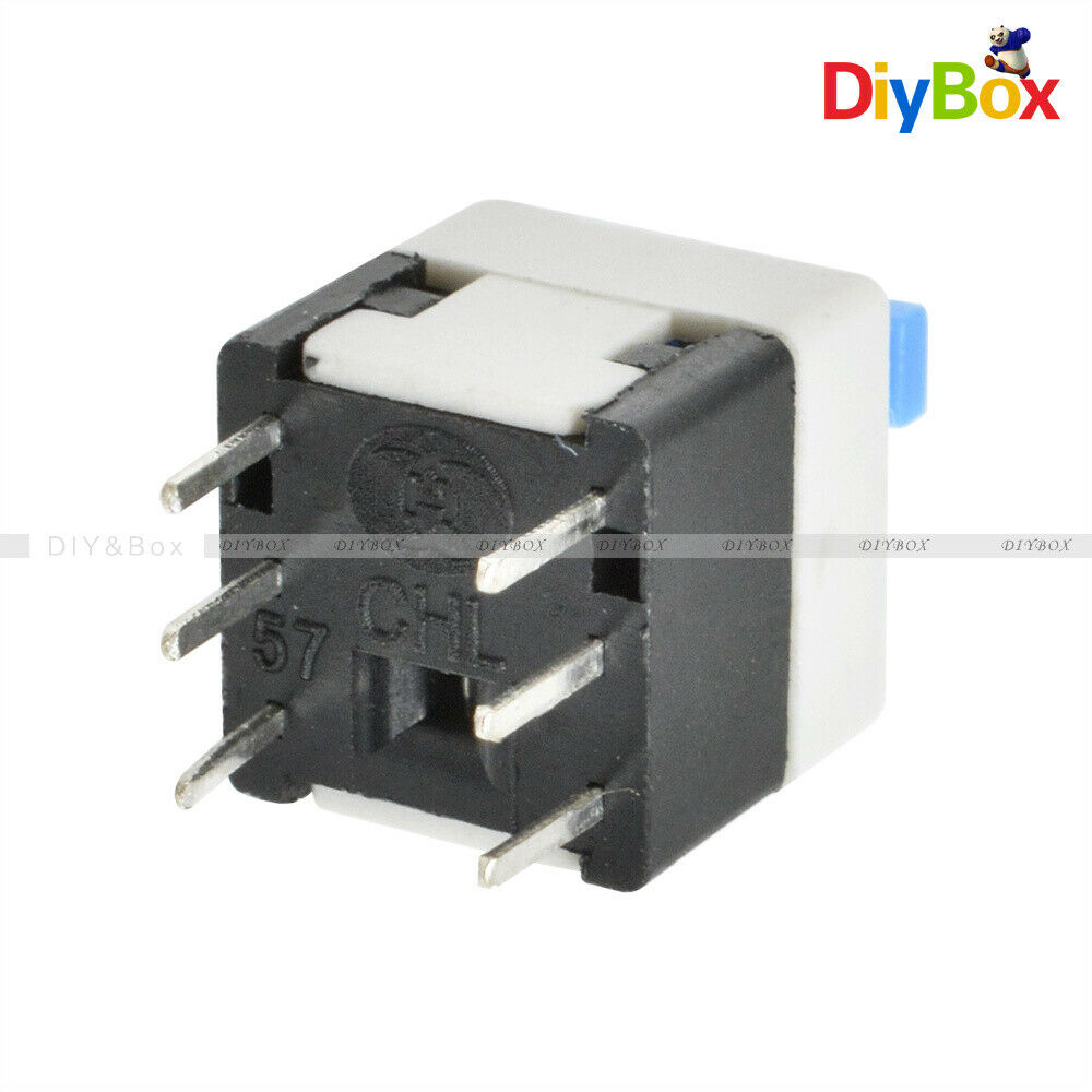 20PCS Self-locking Blue Cap Type Square Blue Button Switch Control 8X8mm