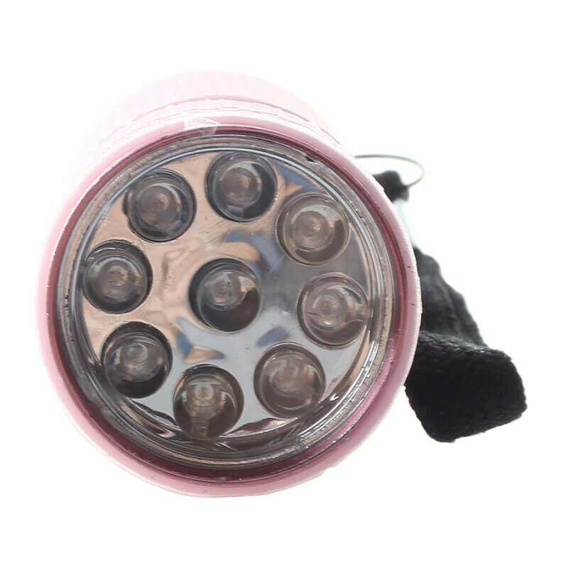 Outdoor Mini Pink Rubber Coated 9-LED Flashlight Torch G1I8I8