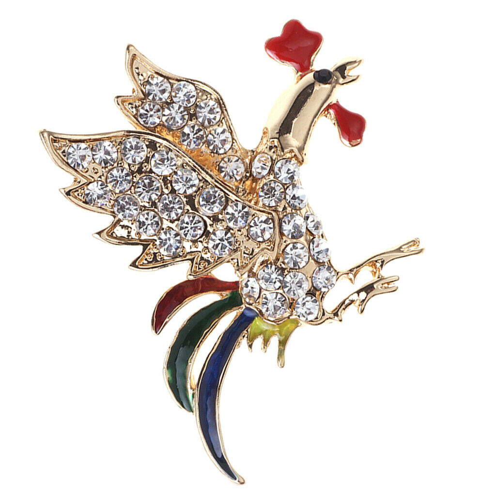 Crystal Rooster Badge Brooch Enamel Corsage Christmas Clothing Accessories