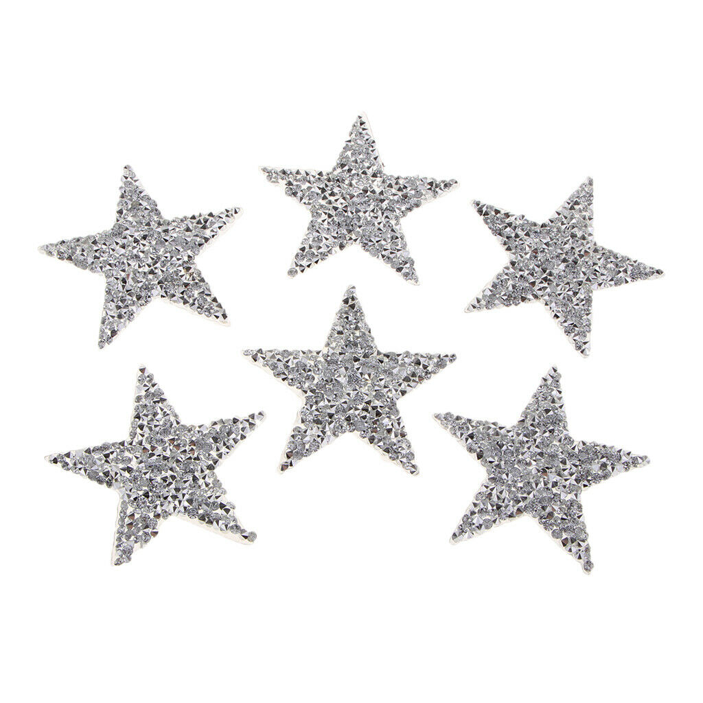Pack of 12 5&6cm Star Iron on Crystal Patches for Backpack Sweater Decor