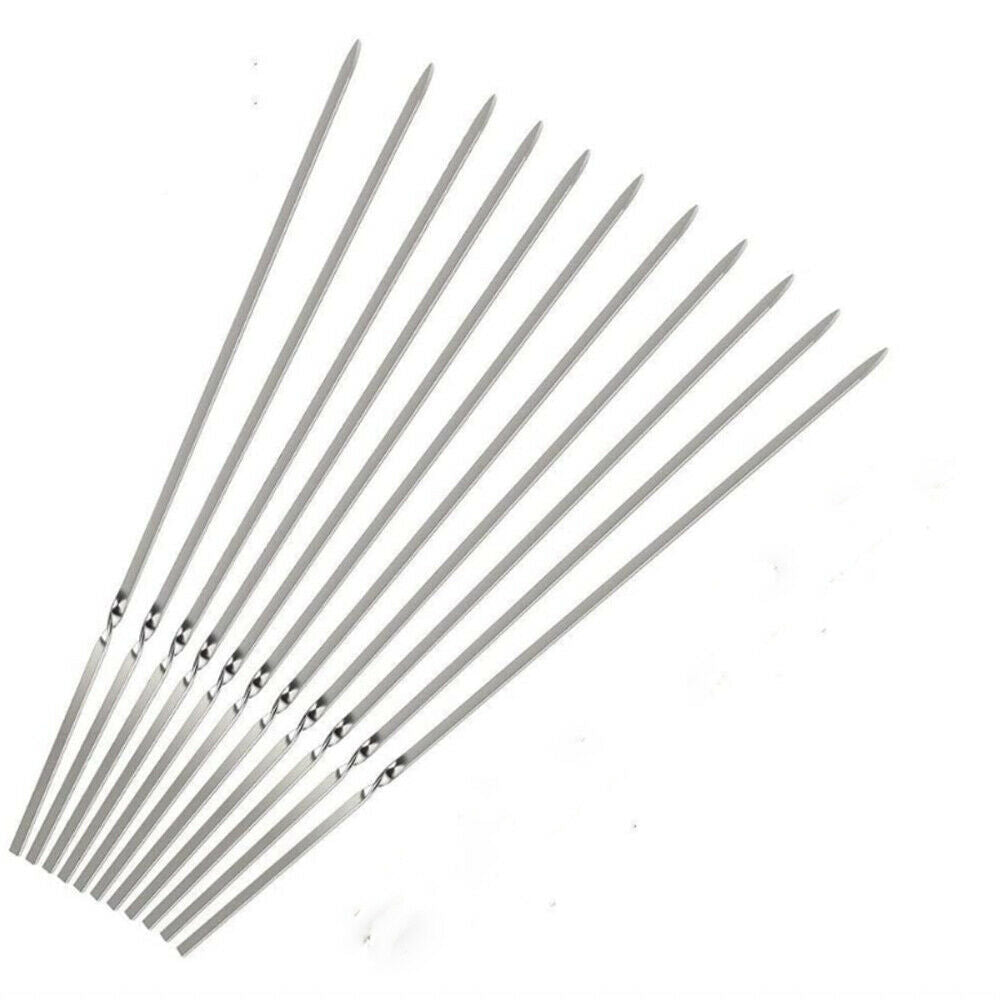 20Pcs Reusable flat Stainless BBQ Skewers Needle Stick For Meat Shrimp Chicken
