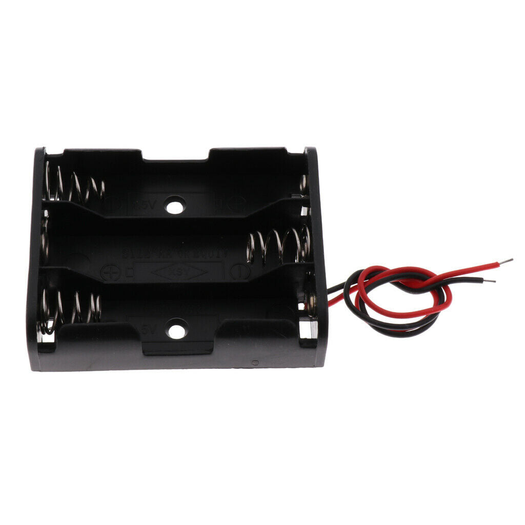 Box of 10 Black Battery Holder Packs with Cables That Can Hold AA Battery