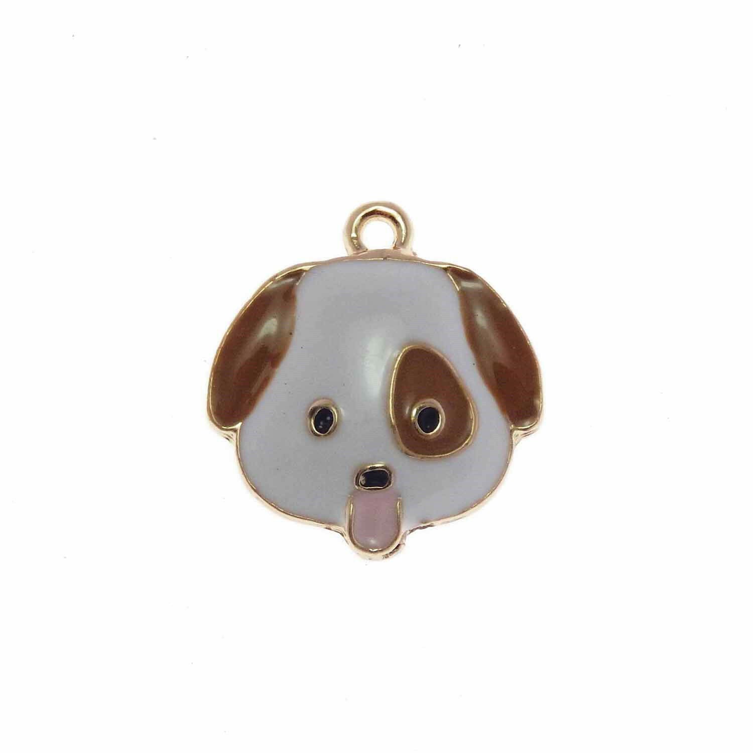 Lot of 10 Cute Dog Head Charm Enamel Plated Necklace Pendant Findings 20x22 MM