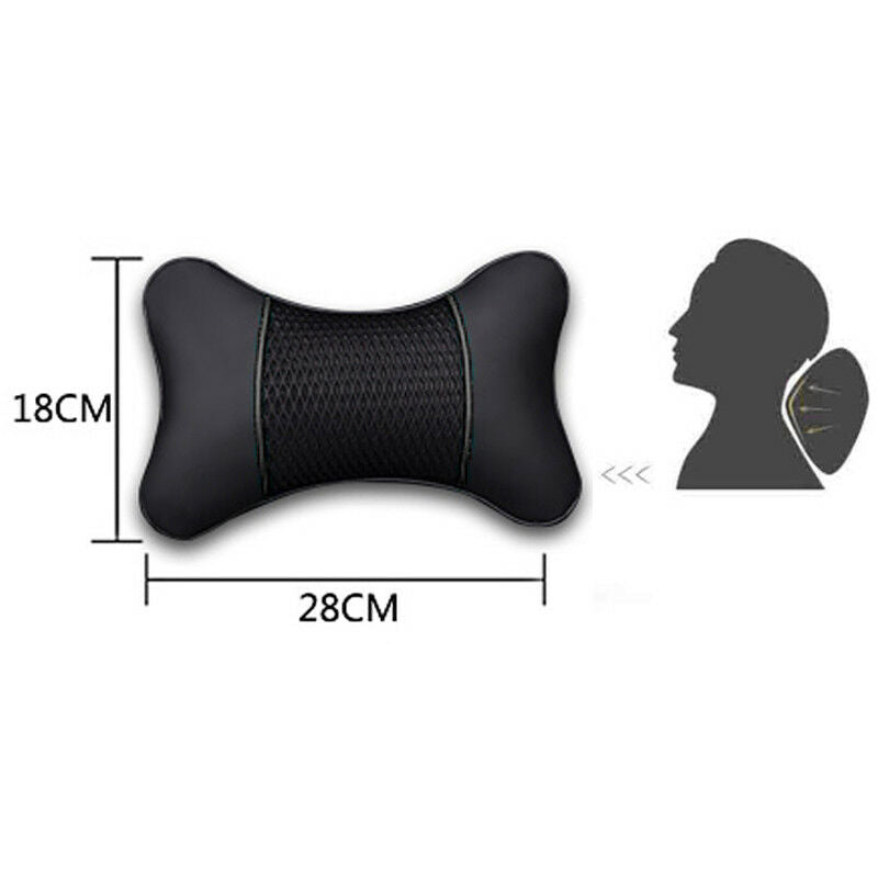 Car Seat Headrest Pad Pillow PU leather Knitted Neck Rest Support Cushion Pretty