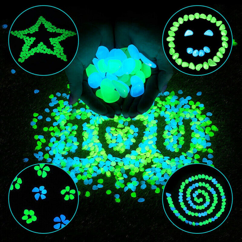 100x Artificial Glow in The Dark Pebbles Stones Garden Aquarium Fish Tank Decor