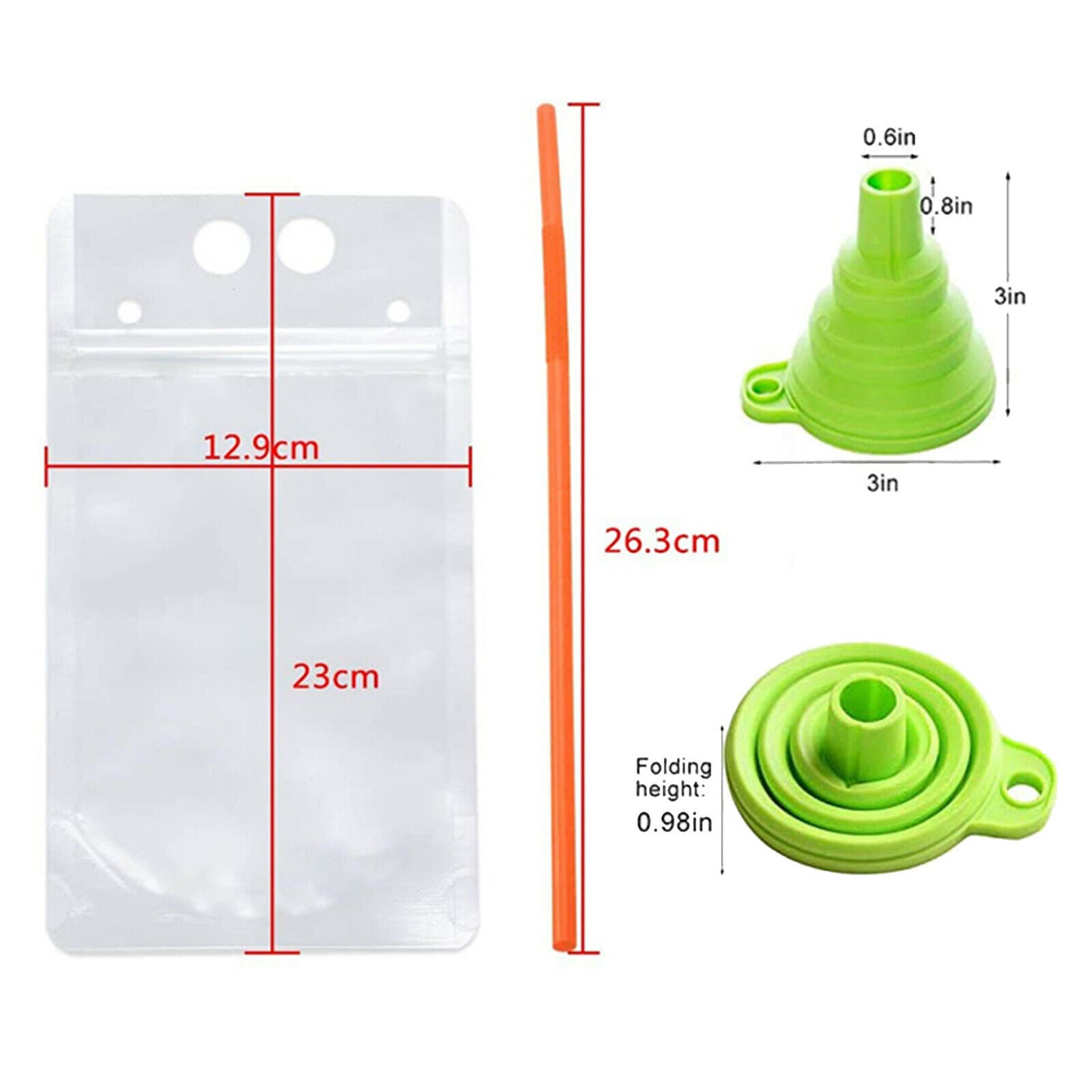 100 Pcs Stand Up Plastic Drink Pouches Smoothie Juice Bags for Beverage Wine